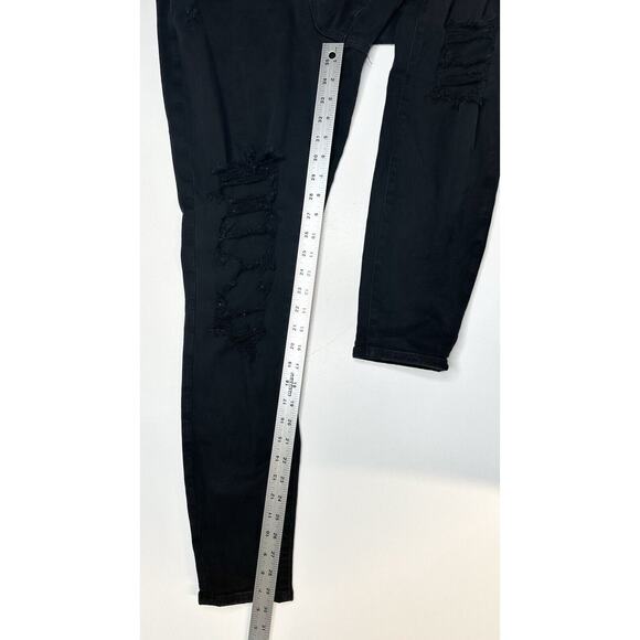 American Eagle Jeans 12 Long Curvy Hi Rise Jegging Next Level Black Distressed - Picture 11 of 12
